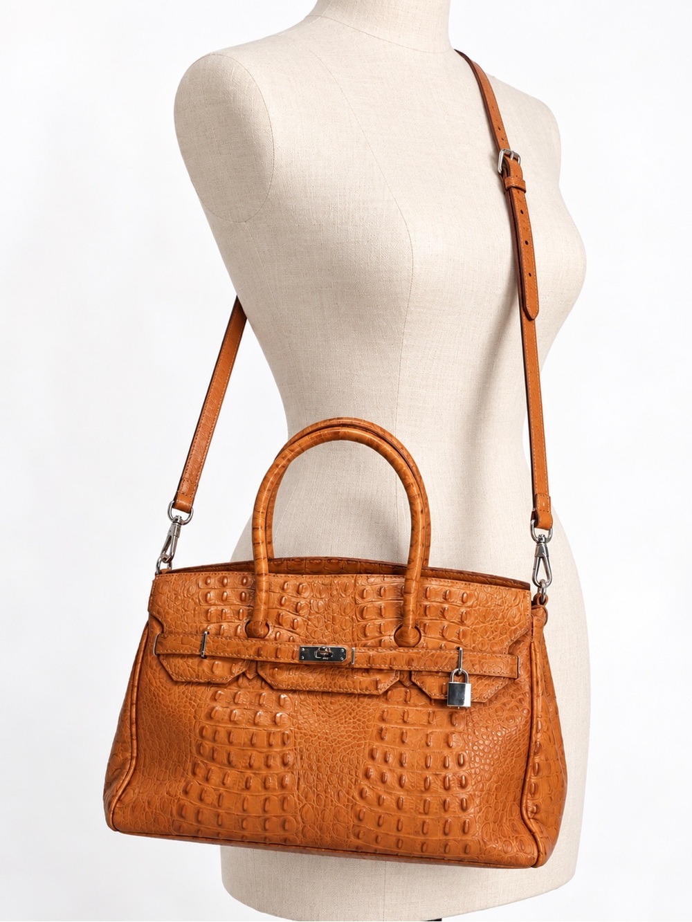 Authentic Brahmin Hallie Satchel Pecan Melbourne Croc Embossed Leather Handbag